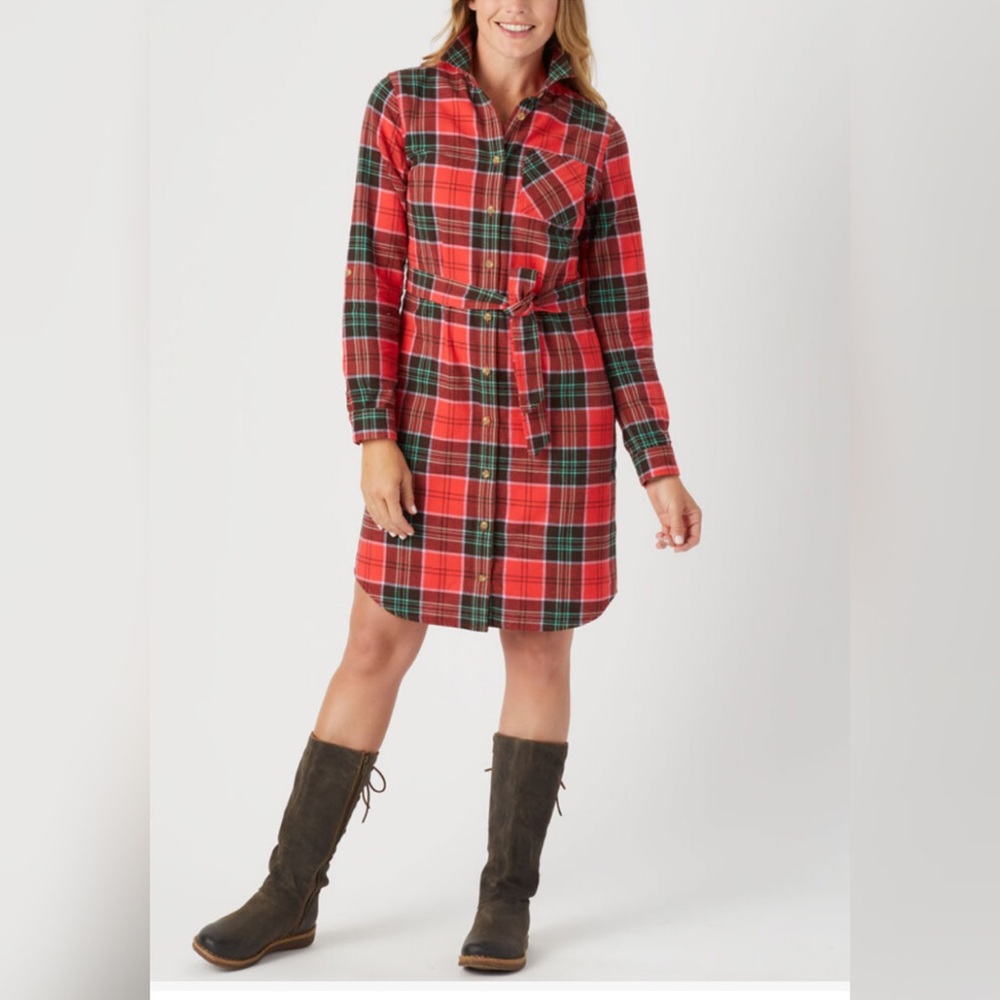 Plaid Belted Shirt Dress